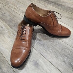 Kenneth Cole Reaction Classic Brown Leather Men's Dress Shoes Size 10.5 Wide